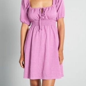 Modcloth Dress Womens 4x Pressed For Flowers Babydoll Smock Prairie Floral Mini